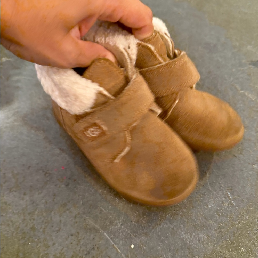 UGG Tan Baby Booties with Cream Fur